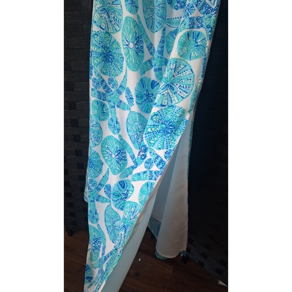 Lily Pulitzer | Inna Shells Print Halter Maxi Dress - White/Blue/Green - Picture 6 of 15